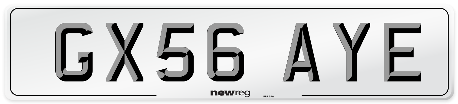 GX56 AYE Number Plate from New Reg